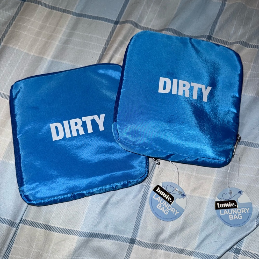 Blue Laundry Bags with 'DIRTY' Print